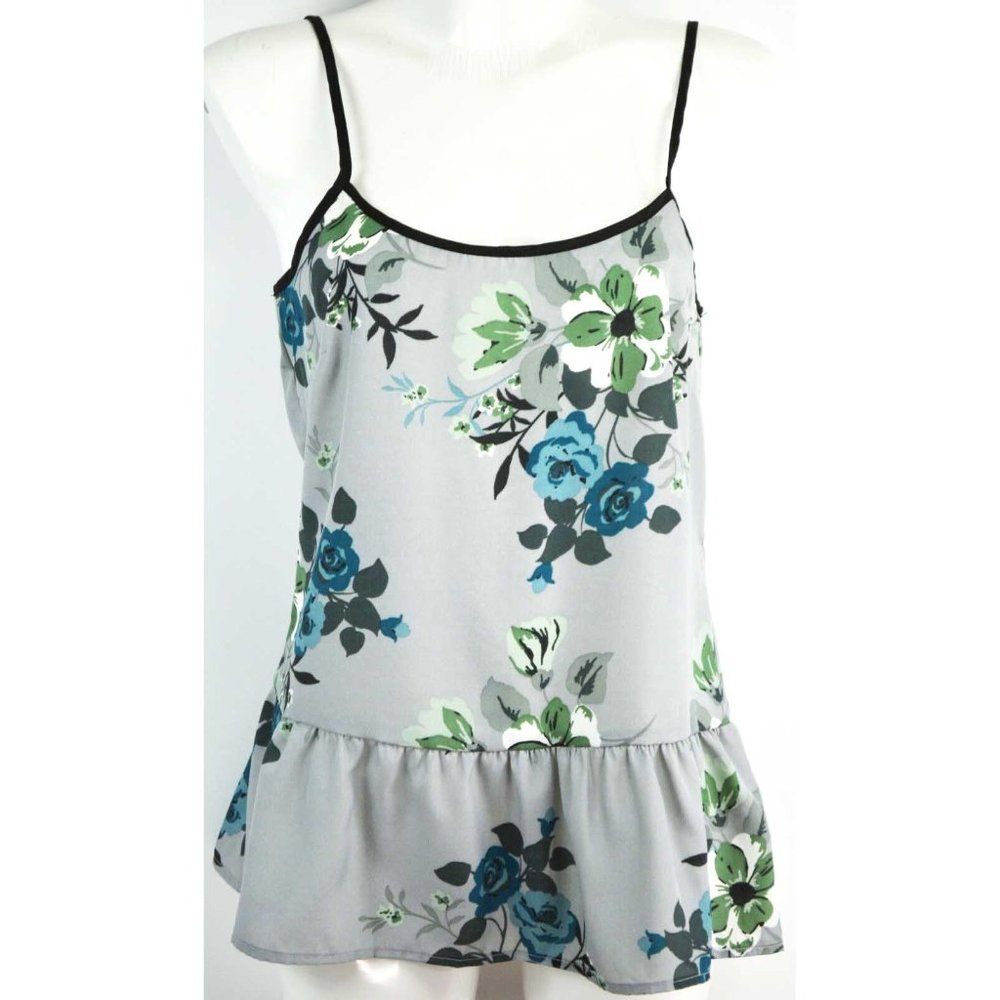 FULL TILT Top Size MEDIUM Floral V-Back Peplum Cami Tank TILLY'S NWT